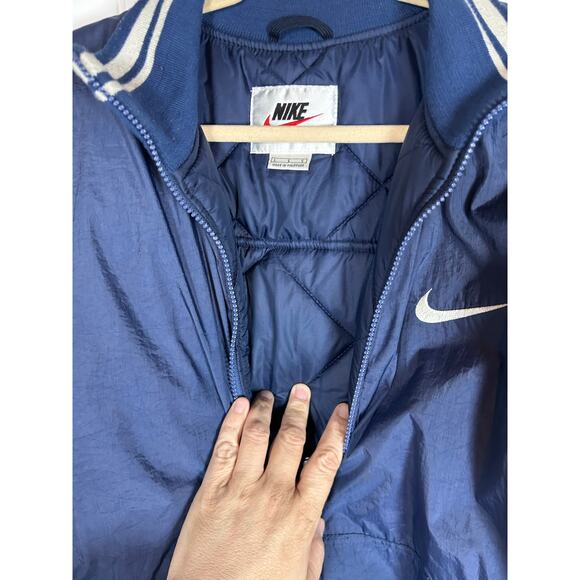 Vintage Nike Half Zip Pullover Bomber Puffer Jacket Size Large Blue 90s - Picture 11 of 14